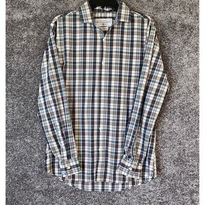 Mizzen Main Leeward Shirt Mens Medium Green Trim Fit Plaid Performance Button Up